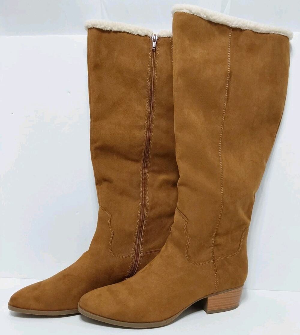 ANA Arden Size 11M Brown Over Calf Full Zip Boot